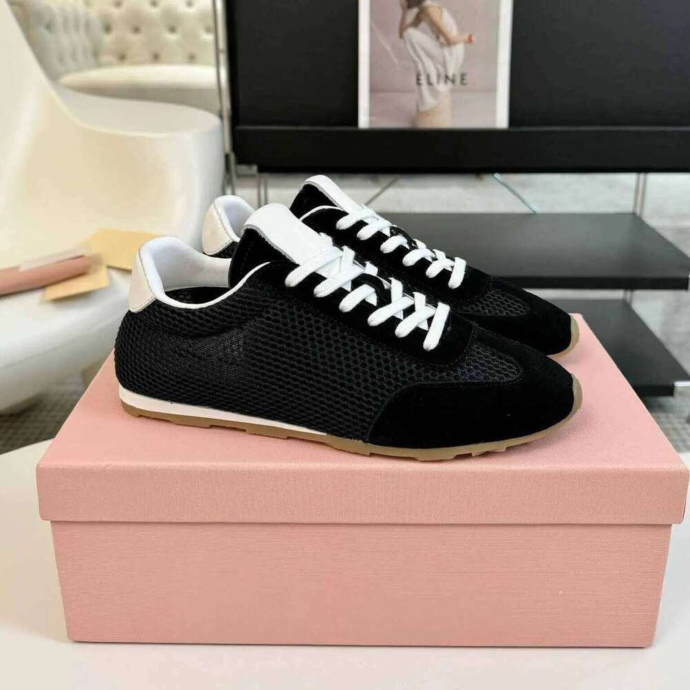 2025 Early Spring New Round Toe Casual Flats Suede Mesh Women Shoes Light Lace-Up Genuine Leather Zapatos De Mujer