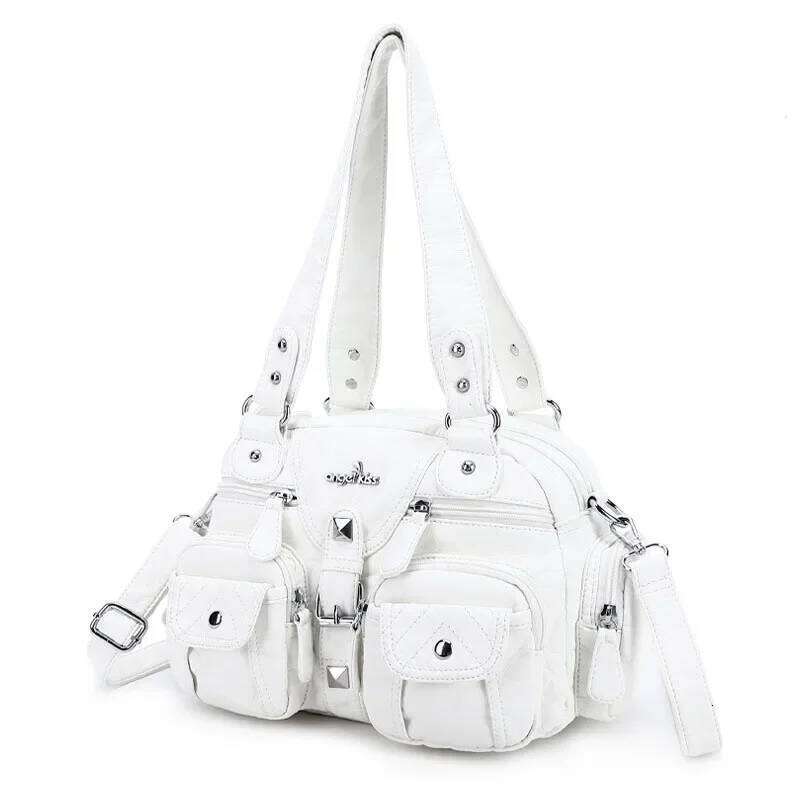 Pu Lady Women Fashion Shoulder Bag Soft Hobos Messenger Top-Handle Handbag Satchel Front Pockets Purse Bolsas