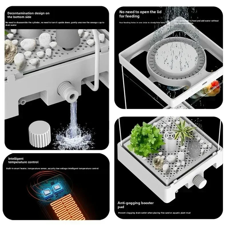 Smart betta dedicated fish tank desktop mini small ecological self-circulating desk aquarium fish tank 250530