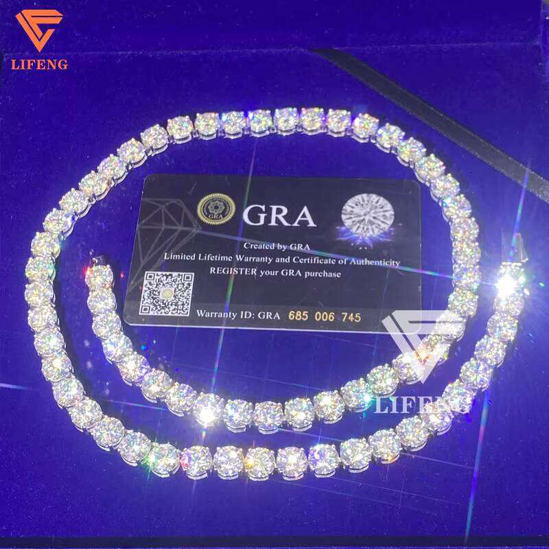 New Arrival Deluxe Fine Jewelry Sier Necklace 8MM Iced Out VVS Moissanite Dias High Quality Tennis Chain for Men Women