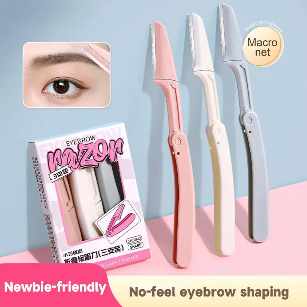 3PCS Mixed Color Set of Foldable Eyebrow Trimmers Safe And Scratchproof Razor For Beginners 250516
