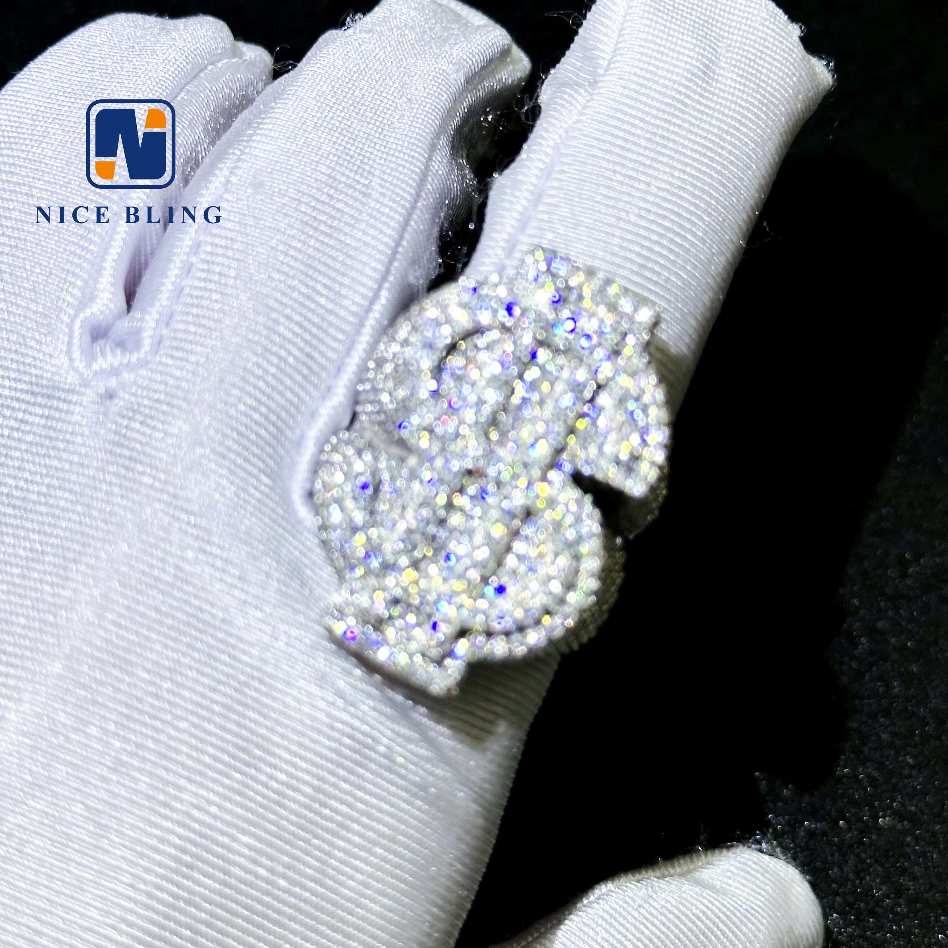 Fine Jewelry Best Selling Dollar Rings Iced Out S925 Silver Moissanite Hip Hop Ring Fashion USD Dollar Ring for Men