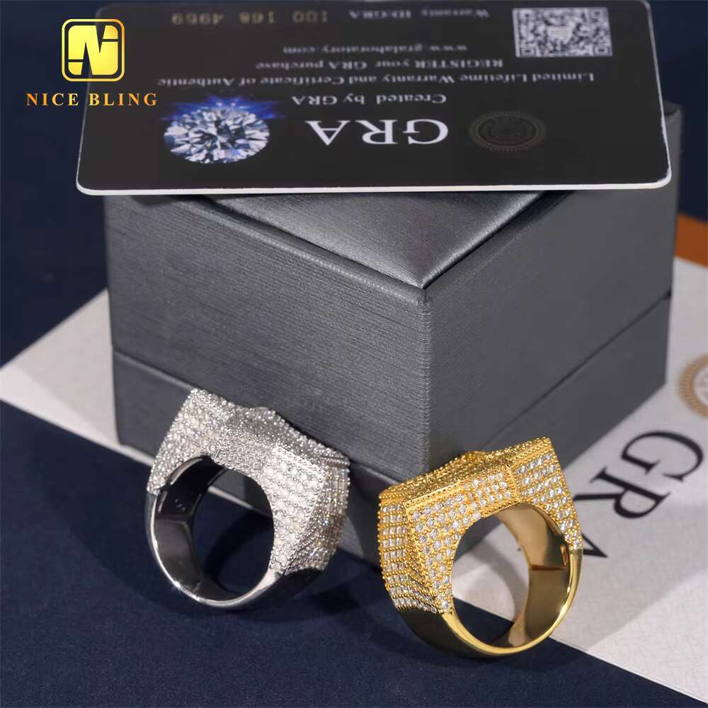 Shining Jewelry Baguette Moissanite Diamond Engagement Ring Men Hip Hop Jewelry 925 Silver Star Shaped Ring for Men