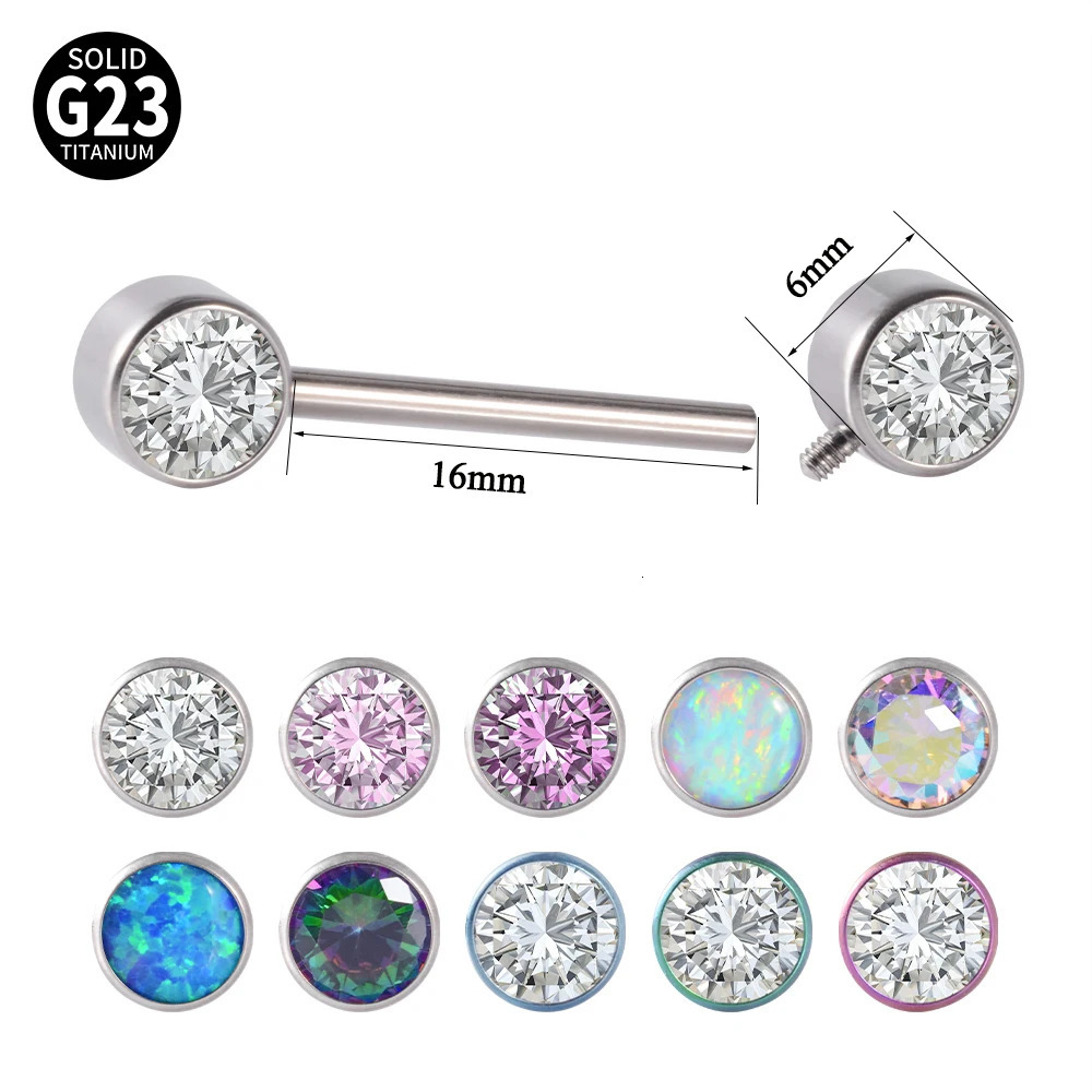 2PCS G23 Nipple Sexy Shield Bars Piercing Opal CZ Gem 14G Internally Thread Nipple Barbells Women Trendy Mamilo Jewelry 250526