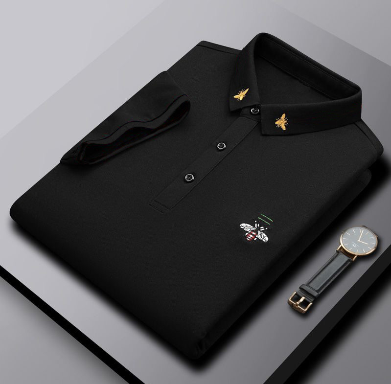 Summer men's new short-sleeved polo collar business fashion casual T-shirt with little bee embroidery