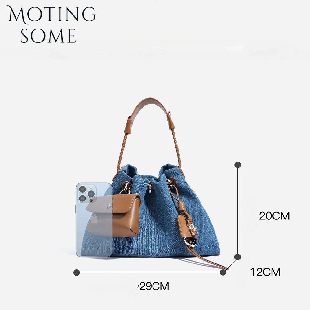 Hot Selling Motingsome Spring Women New Denim Handbag Design Fashionable Simple Style Lady Messenger Bag Saddle Purse Pouch Designer Bags