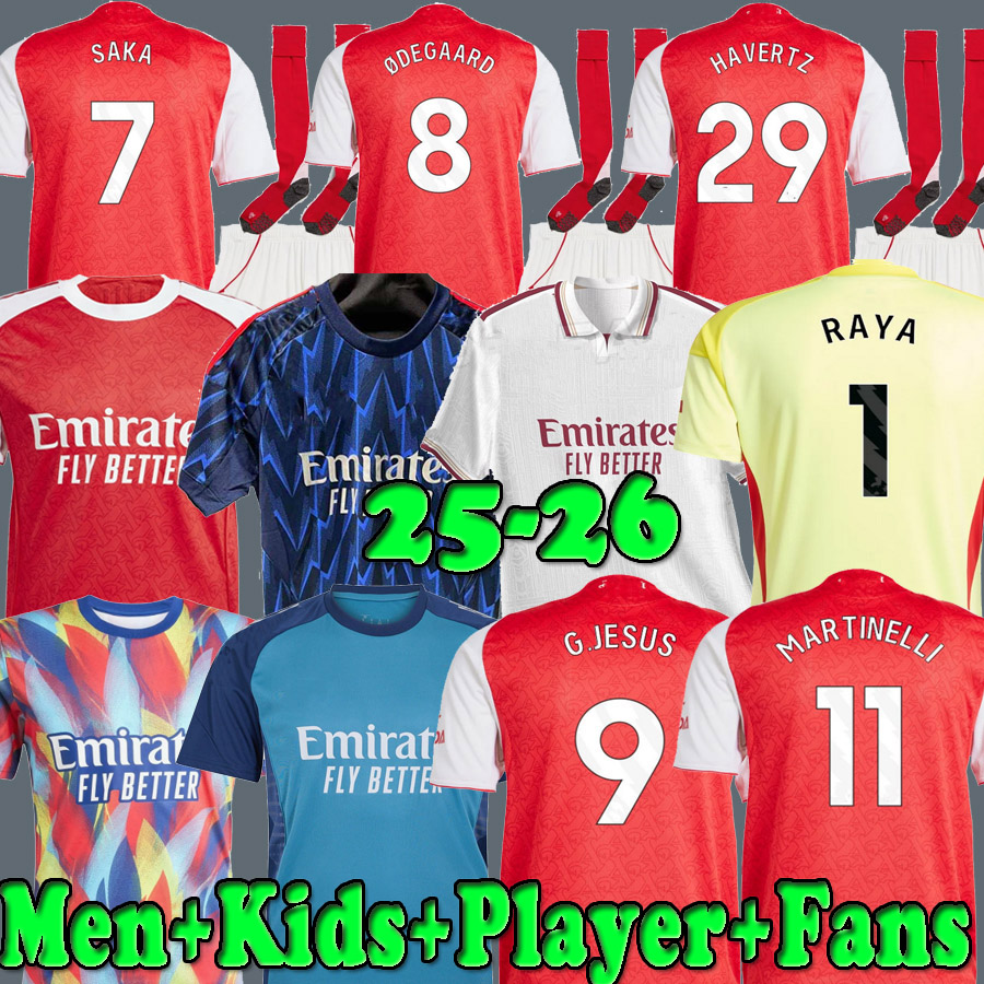 25 26 XXXL Soccer jerseys arsenalfootball Shirts arsen kit 2025 2026 Men Kids Player Fans SAKA white Saliba Havertz RICE Sterling gunners jersey G.JESUS Goalkeeper
