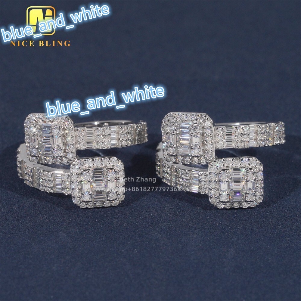 Anti Stress Ring Custom Hip Hop Jewelry S925 Baguette Cut Moissanite Diamond Engagement Ring for Men
