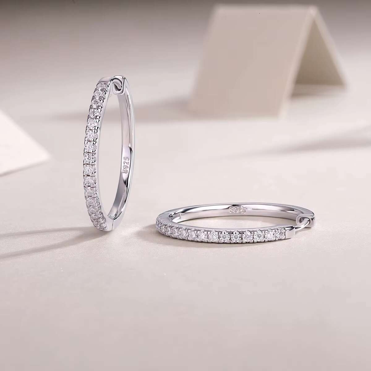 Moissanite Medium Hoop Earrings in 925 Sterling Silver - Wholesale Jewelry Collection