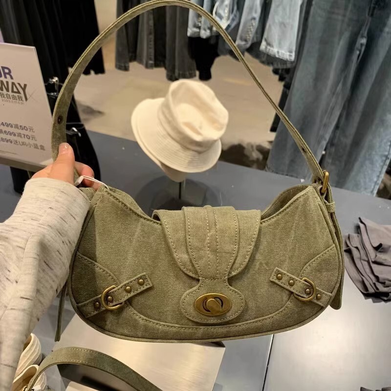 designer Underarm Bag Retro Hot Girl Wasteland Style Summer Bag Women 2025 New Versatile Crossbody Bag Canvas Bag Saddle Bag