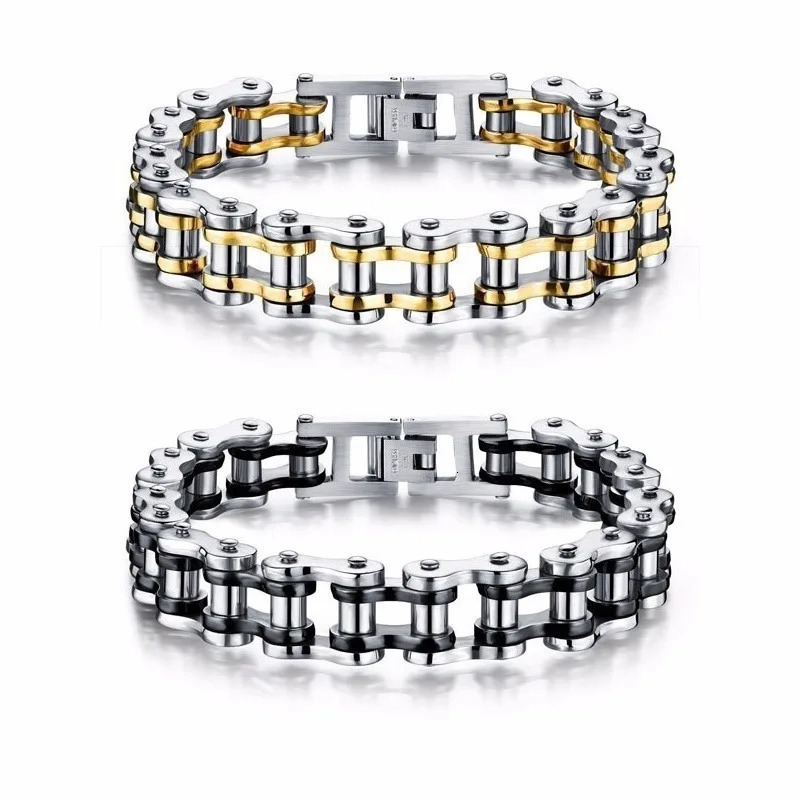 Stainless Steel Biker Chain Bracelet Mens Bracelet Link Chain Motorcycle Bicycle Style Bracelets Fashion Punk Bangles Jewelry 250528