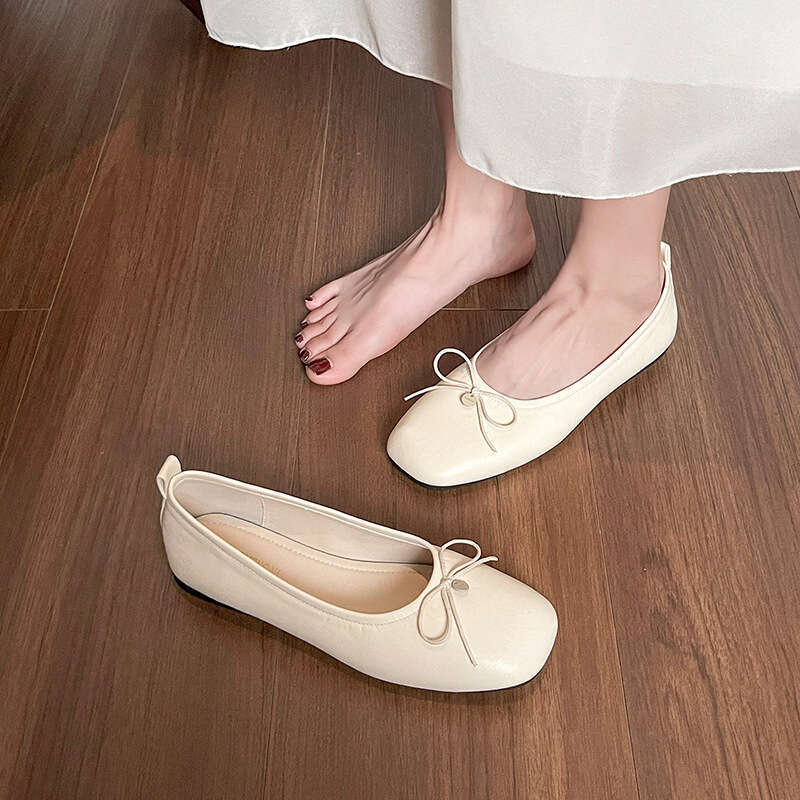 2025 New Simple Round Toe Shallow Mouth Flat Single Shoes for Women Spring Summer Korean Version Versatile Ballet Flats