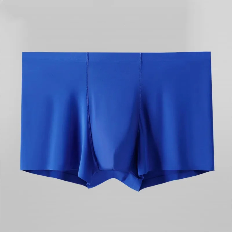 LXXXL Seamless Ice Silk Boxers Men Solid Color Male Underpants Ultrathin Sexy Underwear Summer COOL Trunk Shorts 250526