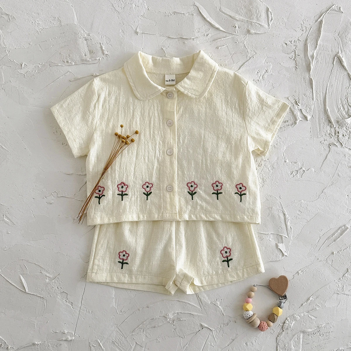 Summer 2Pcs Baby Clothes Set 0-3Y Boys Girls Cotton Set born Shirt Set Cute Flower Pattern Shirt shorts Set 250527