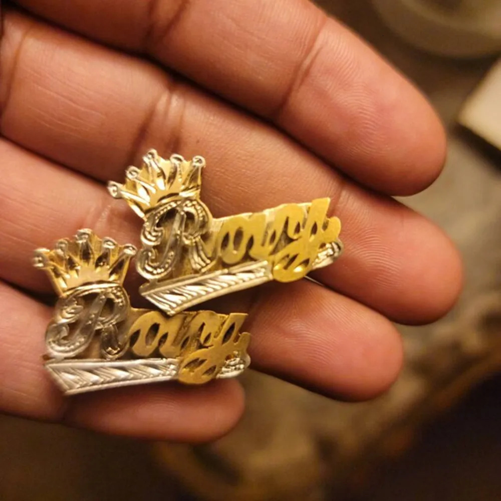 Customized Name Earrings Double Color Stainless Steel Stud Earrings Personalized 3D Nameplate Ear Studs For Women Jewelry Gift 250529