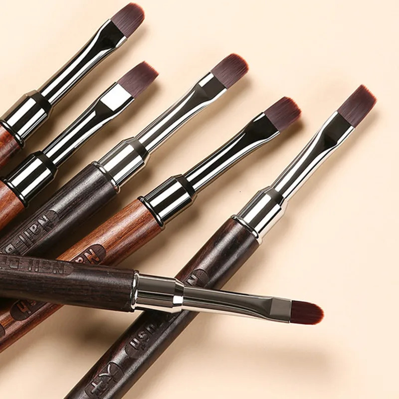 2Pcs Round Wood Handle UV Gel Polish Gradient Color Acrylic Nail Drawing Pen Nail Ombre Brush Nail Art Painting Pen Brush 250528