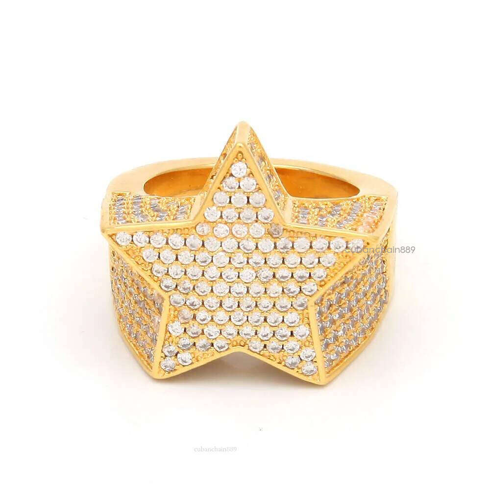 men's passed GRA Dia Five-pointed Men's star Hip Hop trendy moissanite dia gold sterling sier cuban women ring
