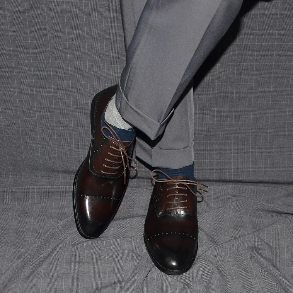 Good Quality Cowhide Genuine Leather Mens Oxford Dress Shoes Gentlemen Suit Shoes Wedding Business Office Formal Shoes for Men 250526