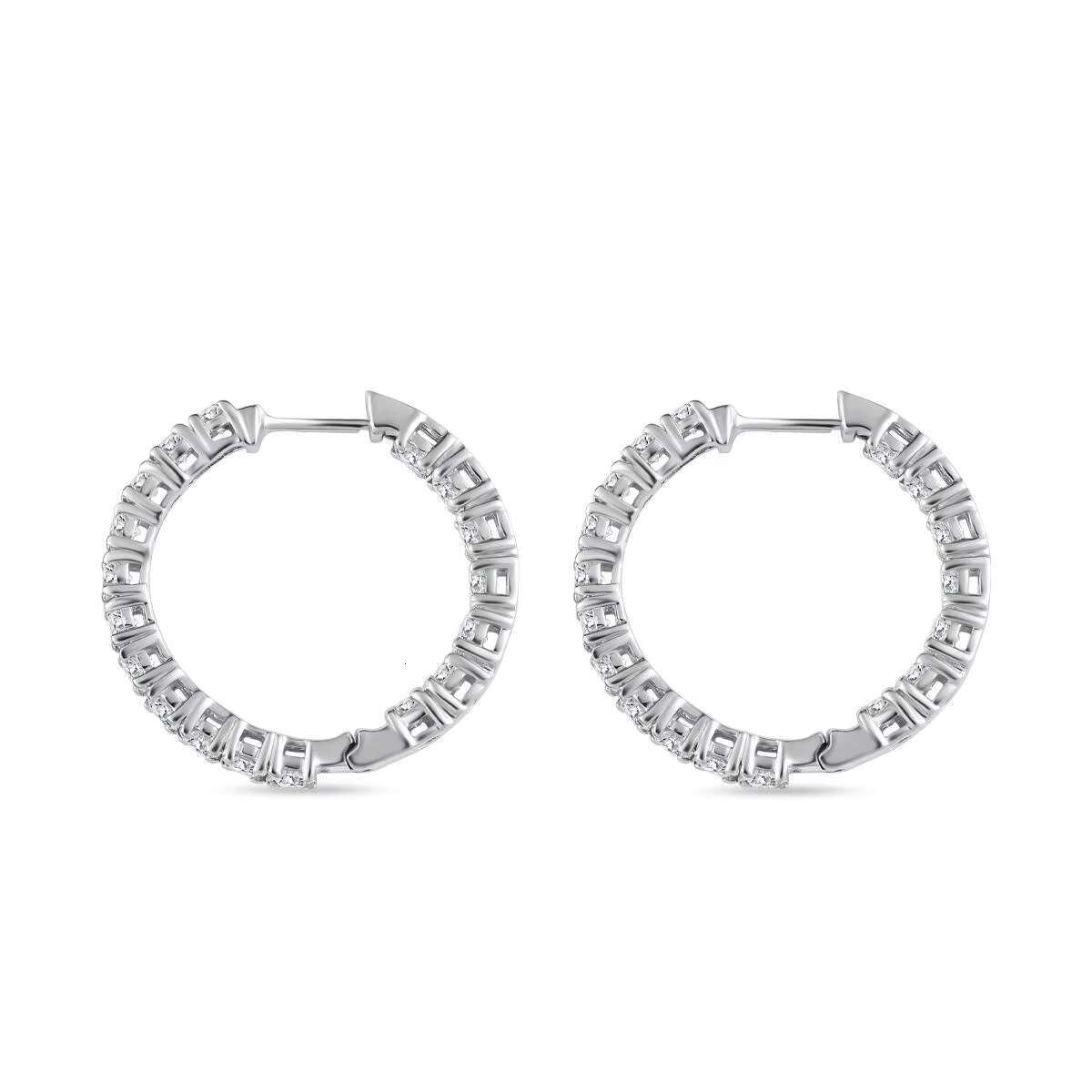 Moissanite Inside Out Hoop Earrings in Platinum Over Sterling Silver High Quality Wholesale Earrings Jewelry