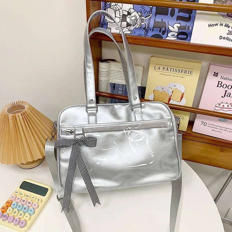 New Design Fashion Large PU Leather Ladies Tote Shoulder Lolita Handbag Female Ita Kawaii Pin Itabag Painful Shopper Bag