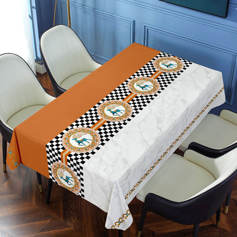 T0499 European hotel light luxury restaurant small fresh waterproof and oil-proof washable dust-proof non-slip home table cloth desk mat