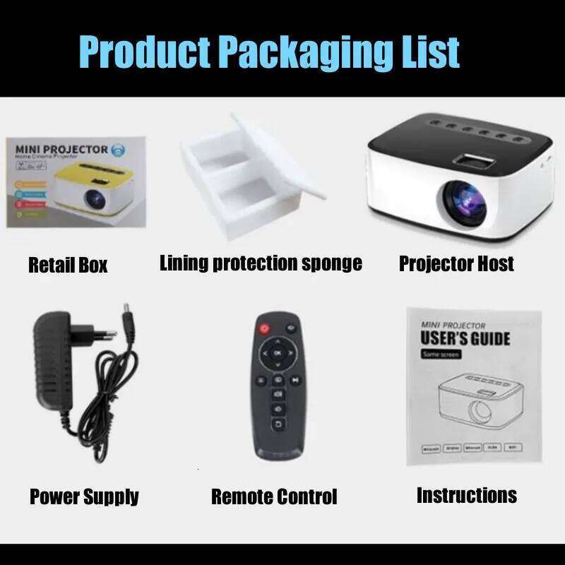 T20 USB LED HD 1080P Built-in Same-screen Version Wireless Mobile Phone MINI Projector Portable Home Theater Media Video Player