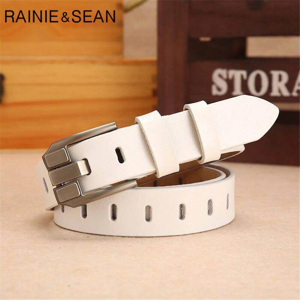 RAINIE SEAN Red Women Pin Buckle Real Belts for Jeans Genuine Leather Cowskin High Quality Solid Ladies Belt 110cm
