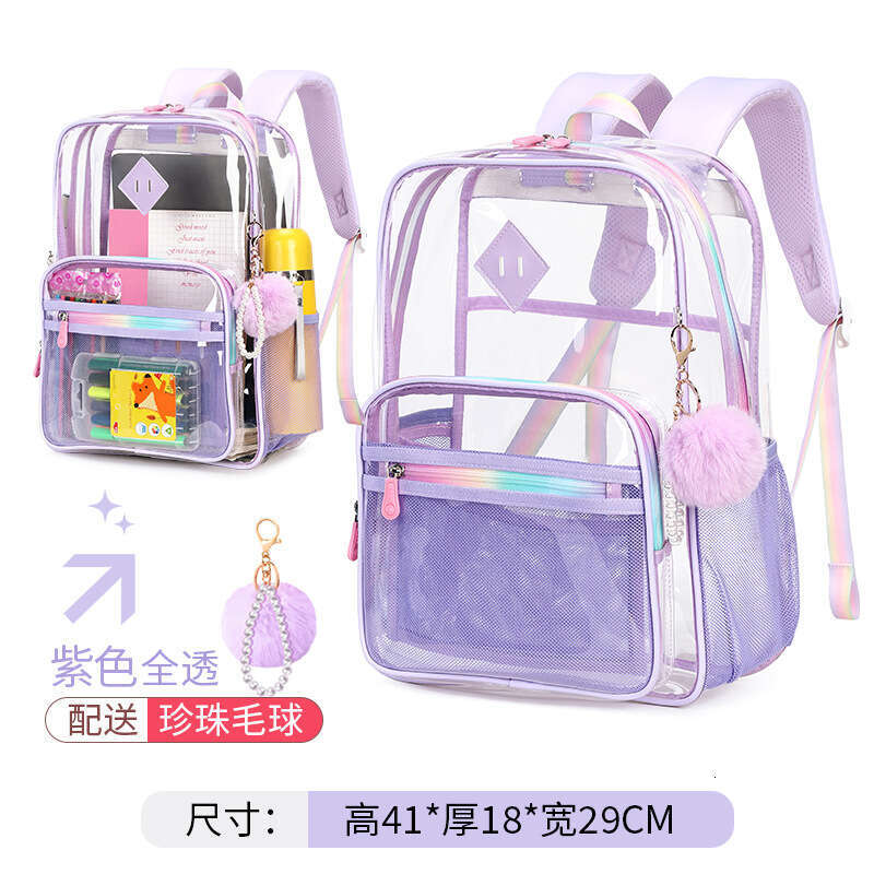 New PVC Transparent Double Shoulder Backpack for Middle School Girls Large Capacity Jelly Bag