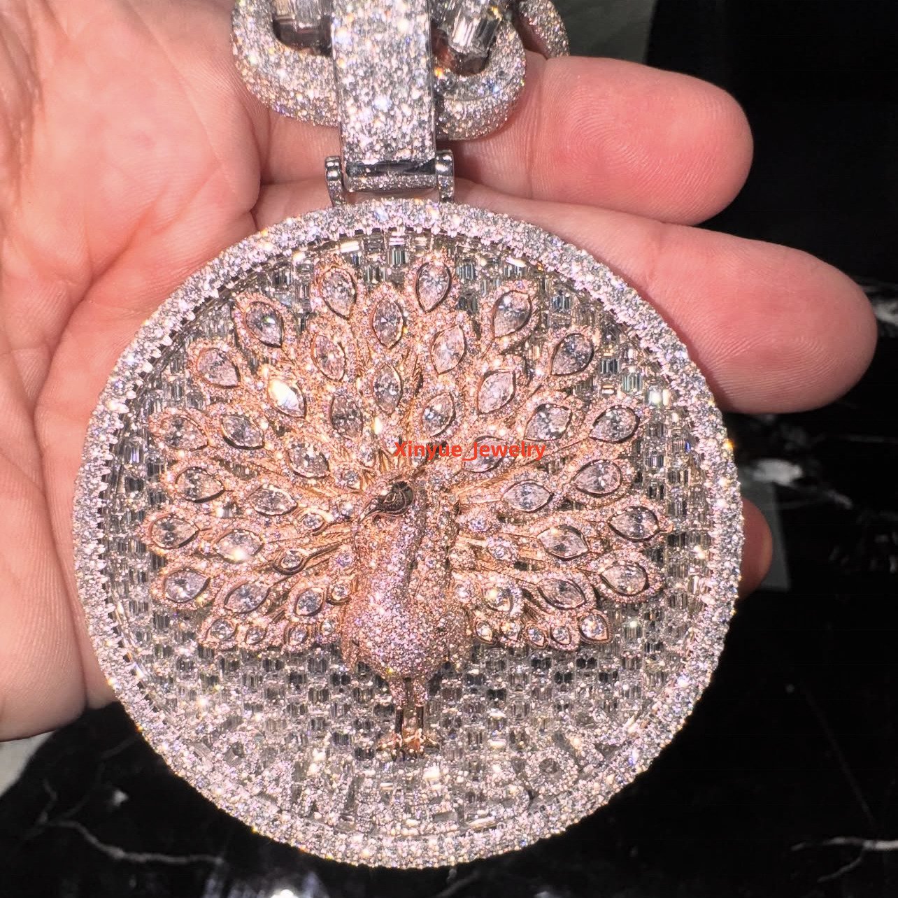 2Inch 2.5Inch 3Inch Iced Out Moissanite Diamond Circle Pendant For Men Hip Hop Moissanite Pendant