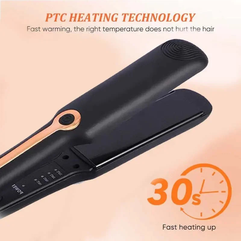 Tinsol 2-in-1 Hair Straightener Curling Iron Ceramic Plate Negative Ion Wide Plate Temperature Adjustable Hair Straightener 250529