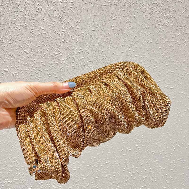 New Style Evening Clutch Diamond Bag Shiny Rhinestone Pleated Cloud Dumpling Clip Bag Single Shoulder Crossbody Bag New Free Delivery Designer Bag