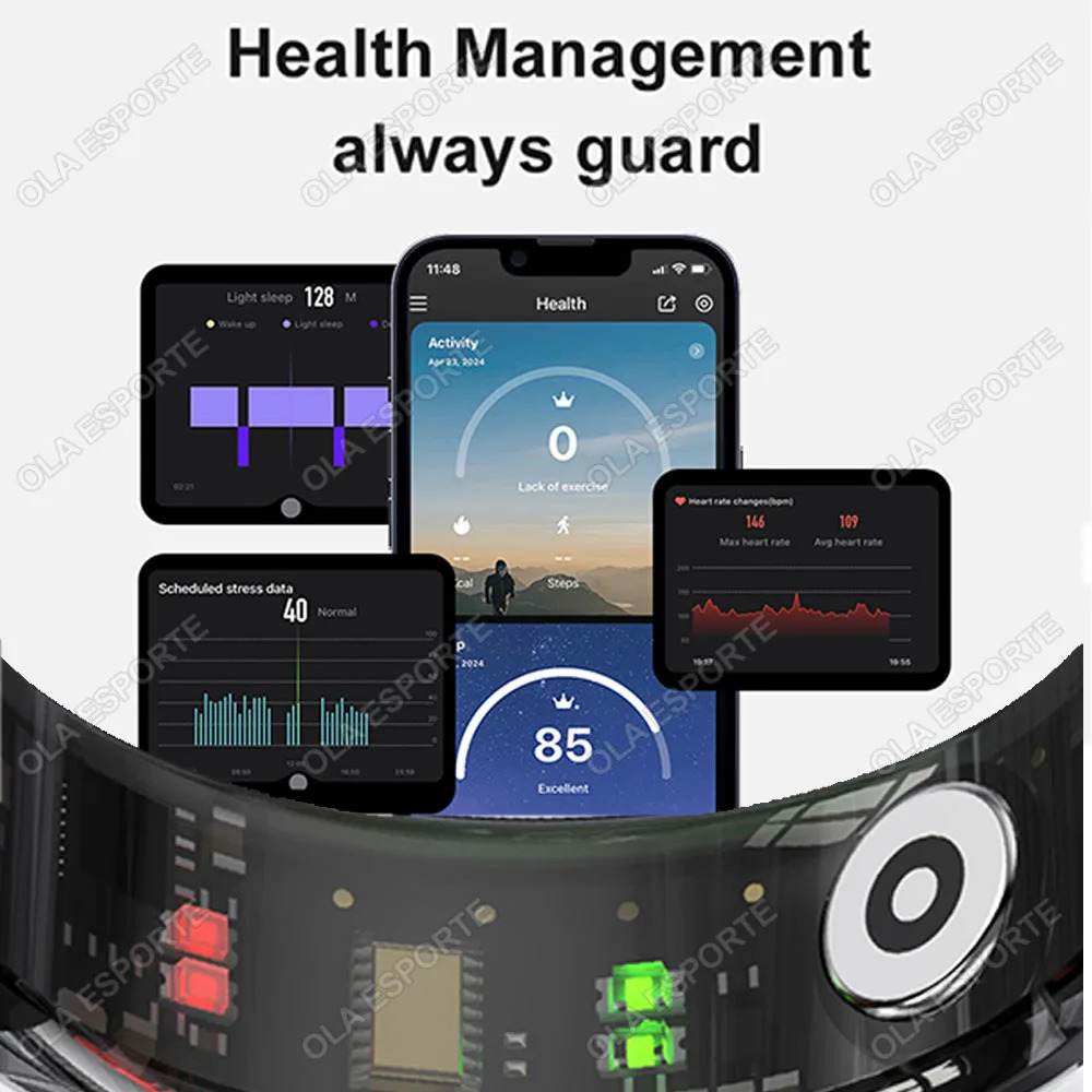 For NFC Smart Ring with Charging Case for Men WomenHealth and Sleep Monitor5 ATM WaterproofMulti-sport Modes Smartring 250526