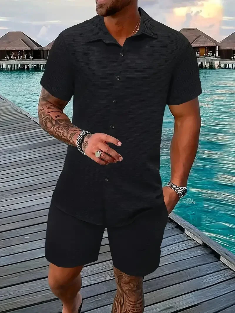 2025 Boutique Mens Casual suits musthave Shirts and shorts forTraveling Comfortable Fashionable 250529Z