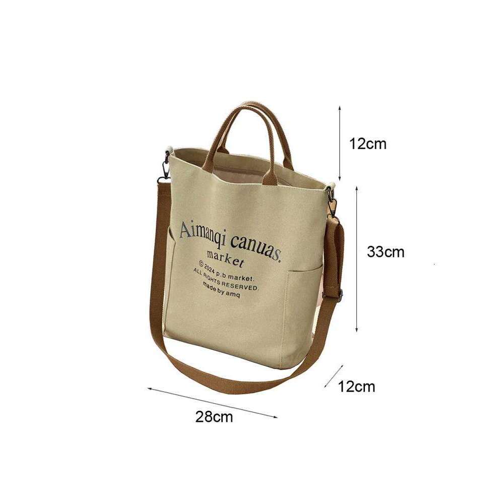 Hylhexyr Woman Shoulder Bag Letter Printed Casual Tote Fashion Thick Canvas Student Crossbody Bags With Zipper