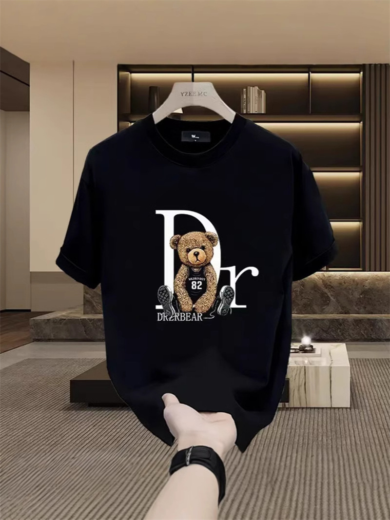 Designer T-shirt free shipping 2025 new fashionable casual high-end texture printed black and white short sleeves for mens womens