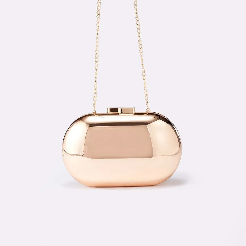 Metallic Oval Egg Clutch Bag Women Evening Party Cute Purse Bright Gold Handbag Wedding Lady Female Day Box Bag 250528