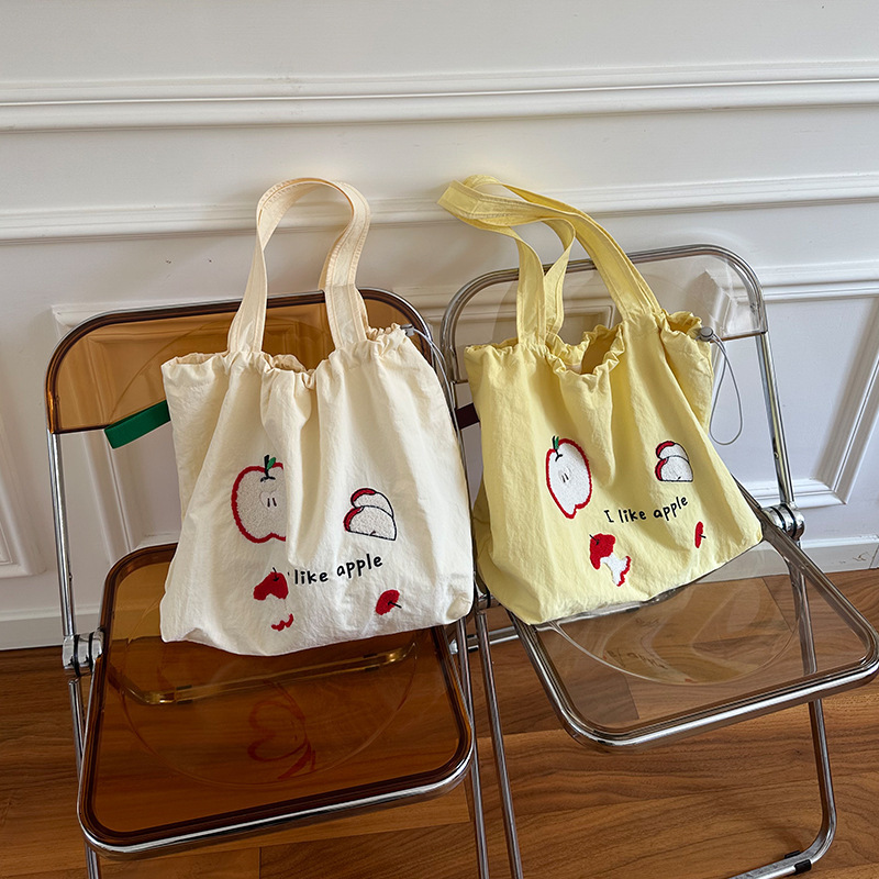 Top Brand High Quality New Style Style Embroidered Bag Casual Large Capacity Women's Handheld Canvas Bag Simple Fashionable Class Bag New Free De