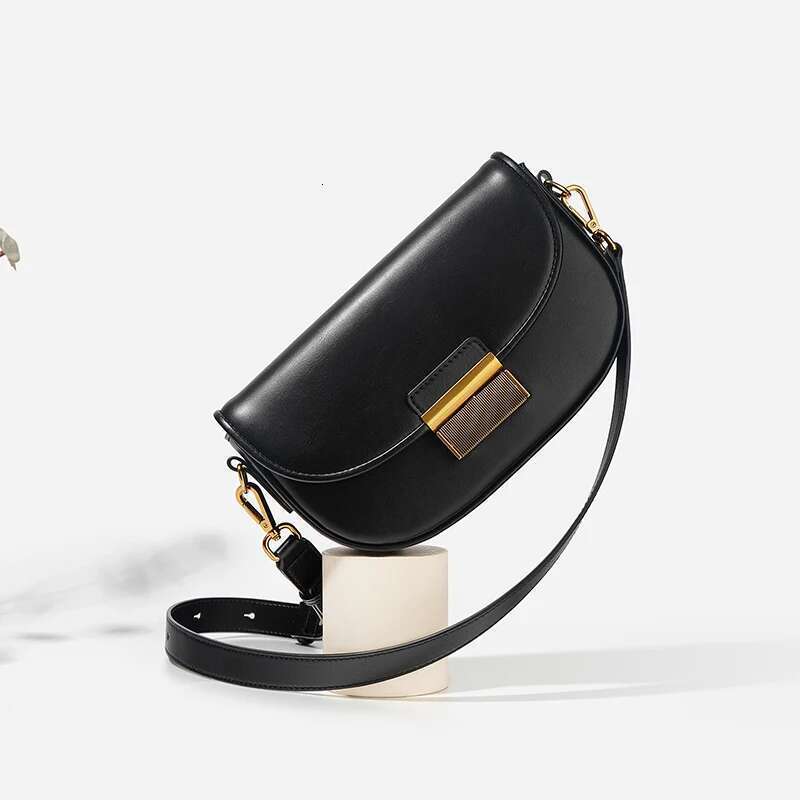 New Lady Cowhide Split Leather Bag Female Underarm Saddle Designer Single Shoulder Crossbody For Women