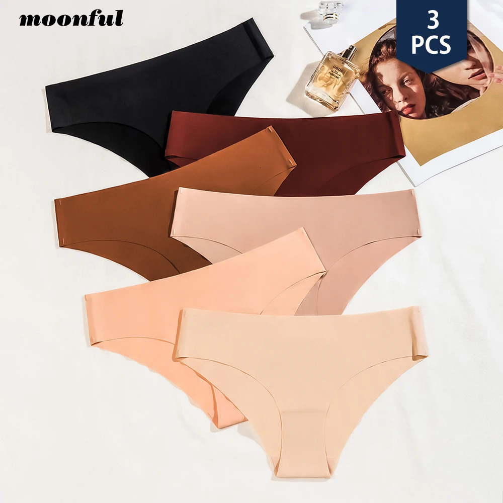 3 Pcs Set Seamless Panties for Women Breathable Low Waist Sexy Underwear Solid Silk Briefs Invisible Woman 250526