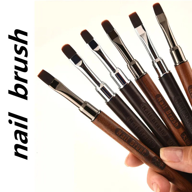 2Pcs Round Wood Handle UV Gel Polish Gradient Color Acrylic Nail Drawing Pen Nail Ombre Brush Nail Art Painting Pen Brush 250528