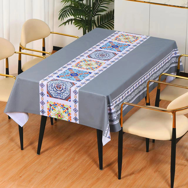 T0499 European hotel light luxury restaurant small fresh waterproof and oil-proof washable dust-proof non-slip home table cloth desk mat