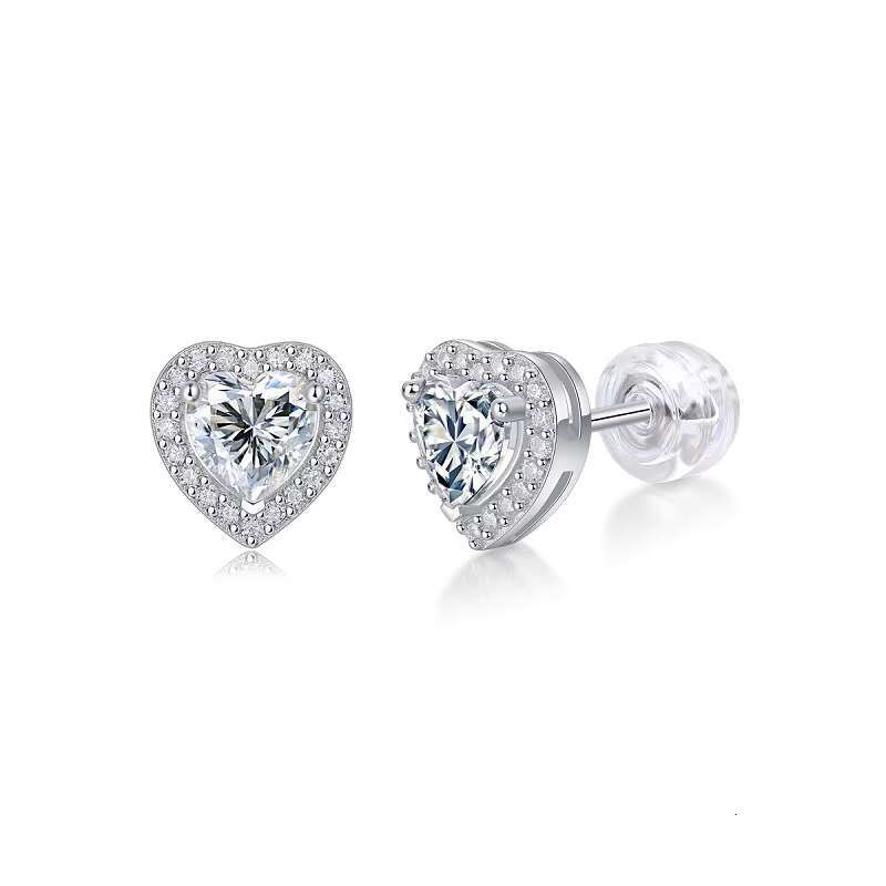 Custom 2025 Fine Jewelry 925 Sterling Silver Heart Shaped Moissanite Studs Earrings Fashion Jewelry Earrings for Women Girls