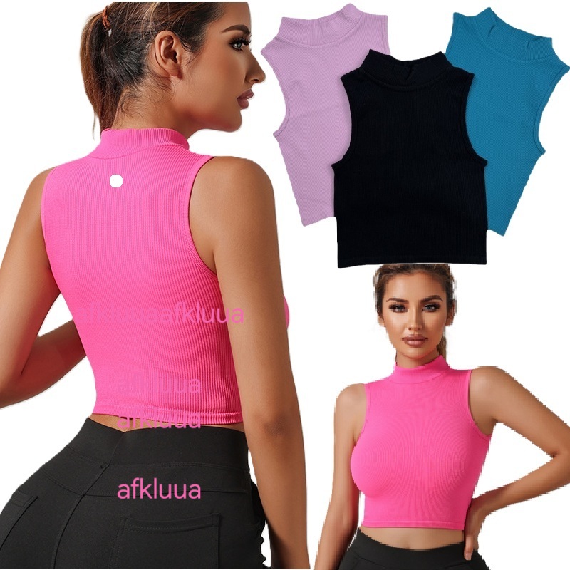Yoga Tank Tops Rib Solid Colors Sleeveless Vest Women Slim Fitness Sports Workout Wear Camis Athletic Exercise Runningt Trainning afklulua Clothes