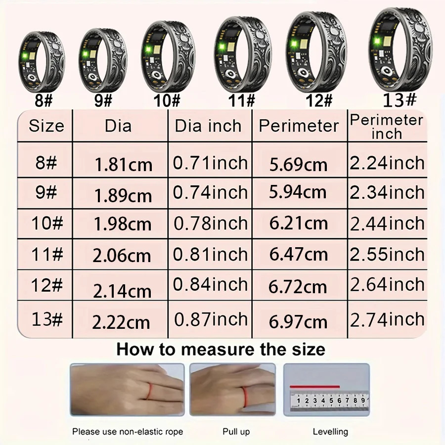 Smart Ring - Fitness Tracker with Sleep Monitor Pedometer 20 Exercise Modes IP68 Waterproof USB Rechargeable Stainless S 250526