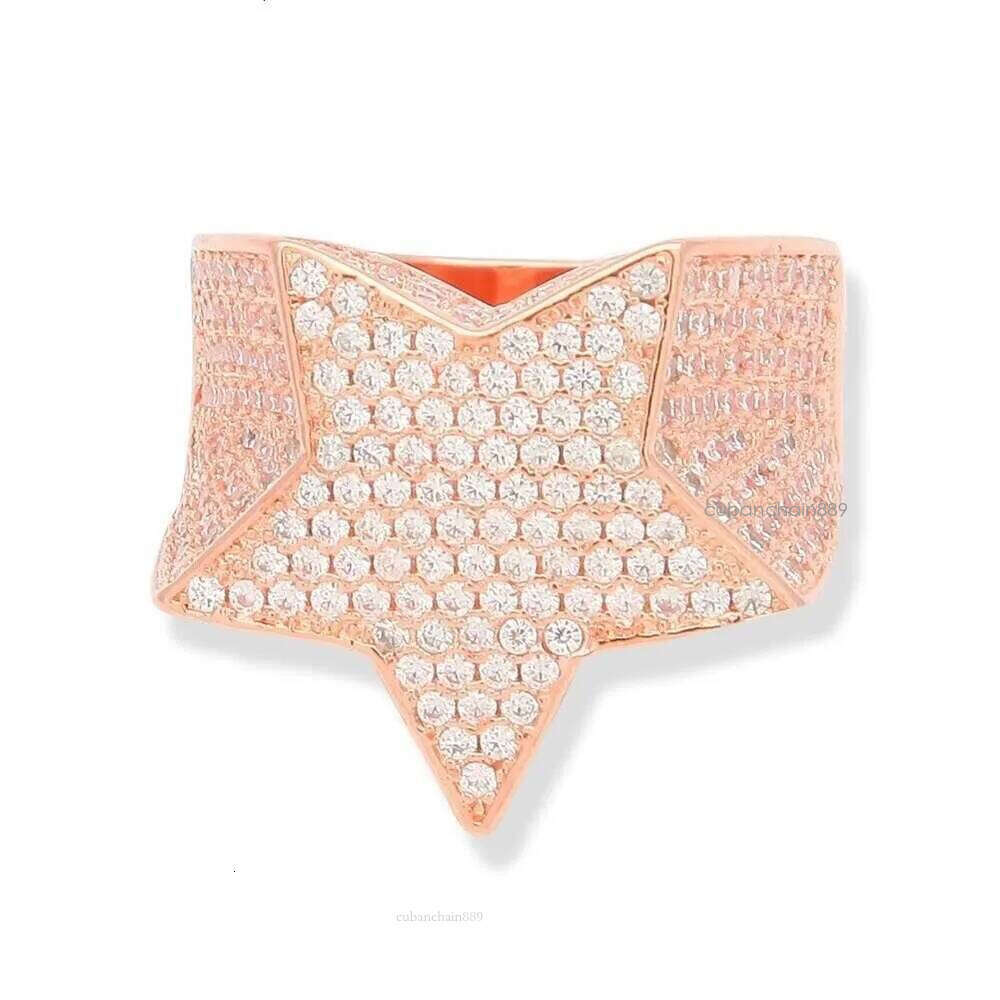 men's passed GRA Dia Five-pointed Men's star Hip Hop trendy moissanite dia gold sterling sier cuban women ring