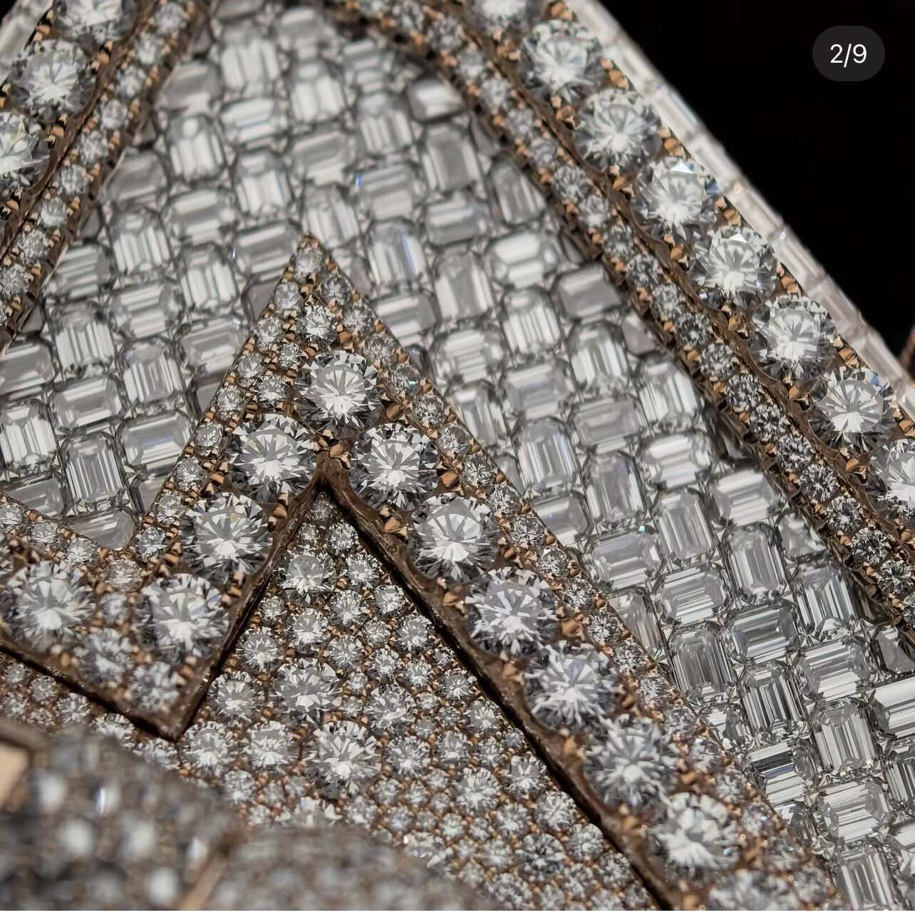 Baguette Mix Round Cut Custom Made 3 Letters Mosaic Setting Rose Gold Plated Moissanite Vertical Name Pendant