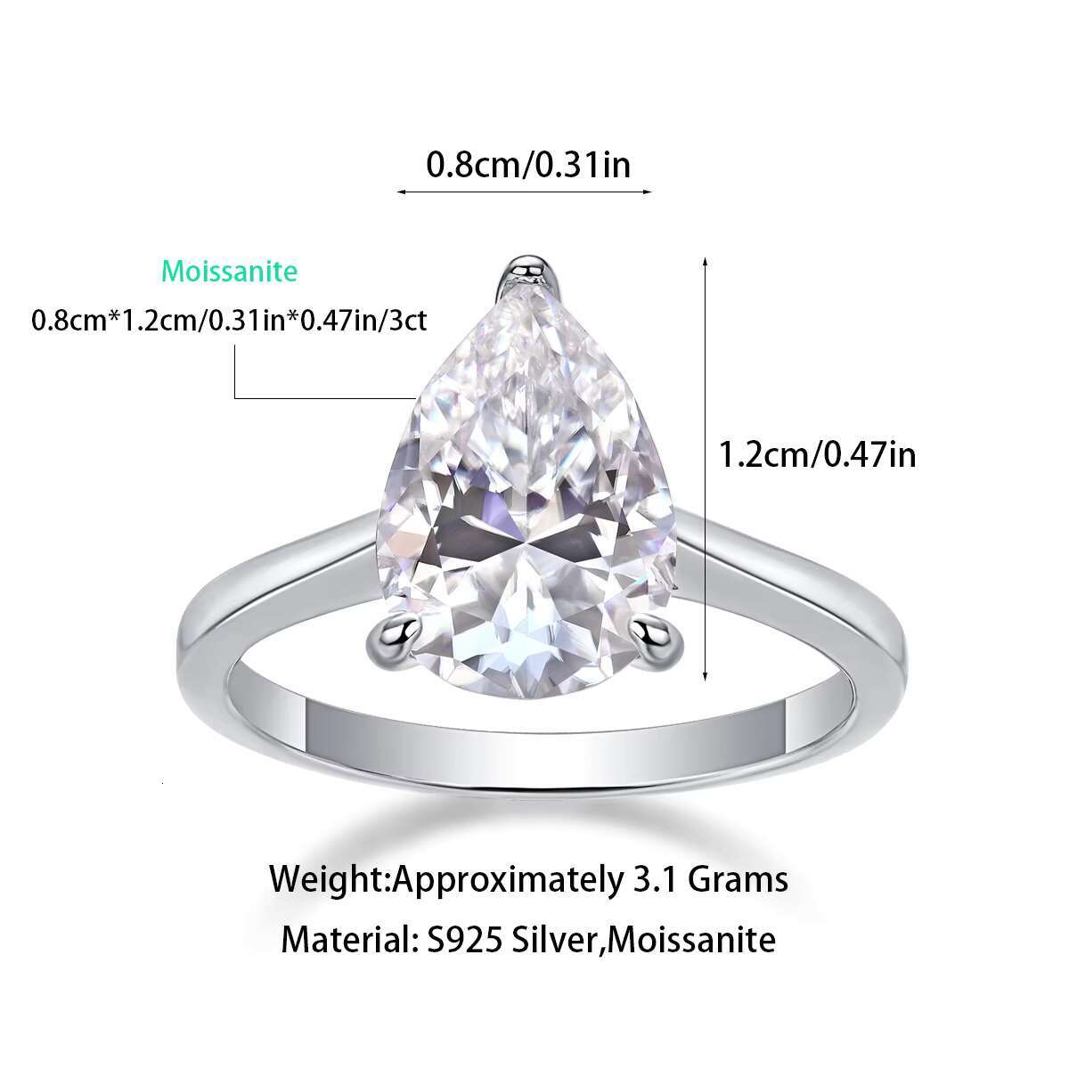 High Quality 925 Sterling Silver Adjustable Ring VVS 1ct Moissanite Wedding and Engagement Ring With GRA Certified