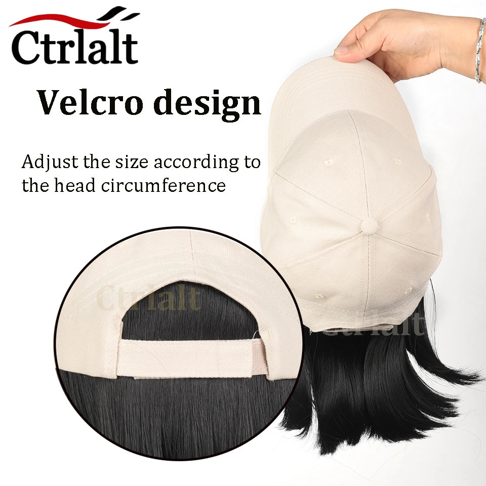 Synthetic Heat-Resisting Fiber Straight Hair Extensions With White Baseball Cap Wig For Girls Casual Daily 250530