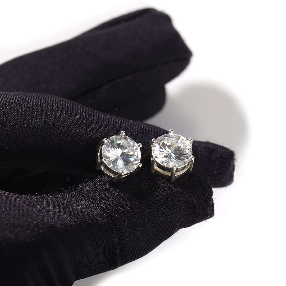 Earrings Silver 925 Sterling Women Moissanite Hip Hop Jewelry Silver Stud Earrings Fashion Earrings 2025 Moissanite Jewelry