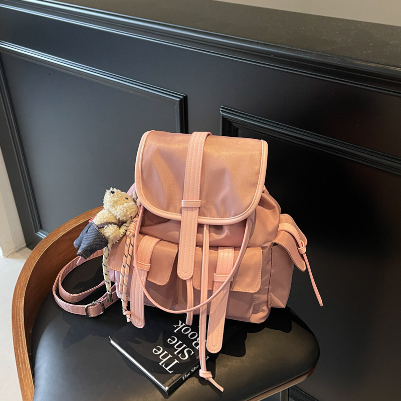 designer Women's Backpack 2025 Nylon Large Capacity Bag with Double Pockets Casual Portable Single Shoulder Underarm Bucket Bag